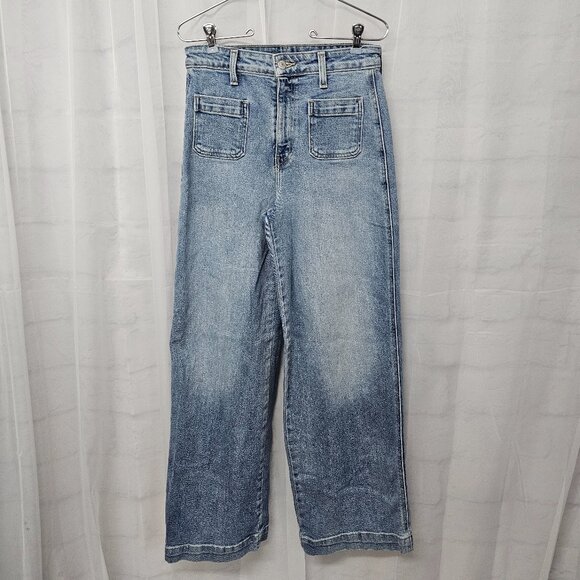 Old Navy Blue Extra High Rise Wide Leg Jeans Y2K 4 - Picture 1 of 16